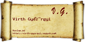 Virth Györgyi névjegykártya